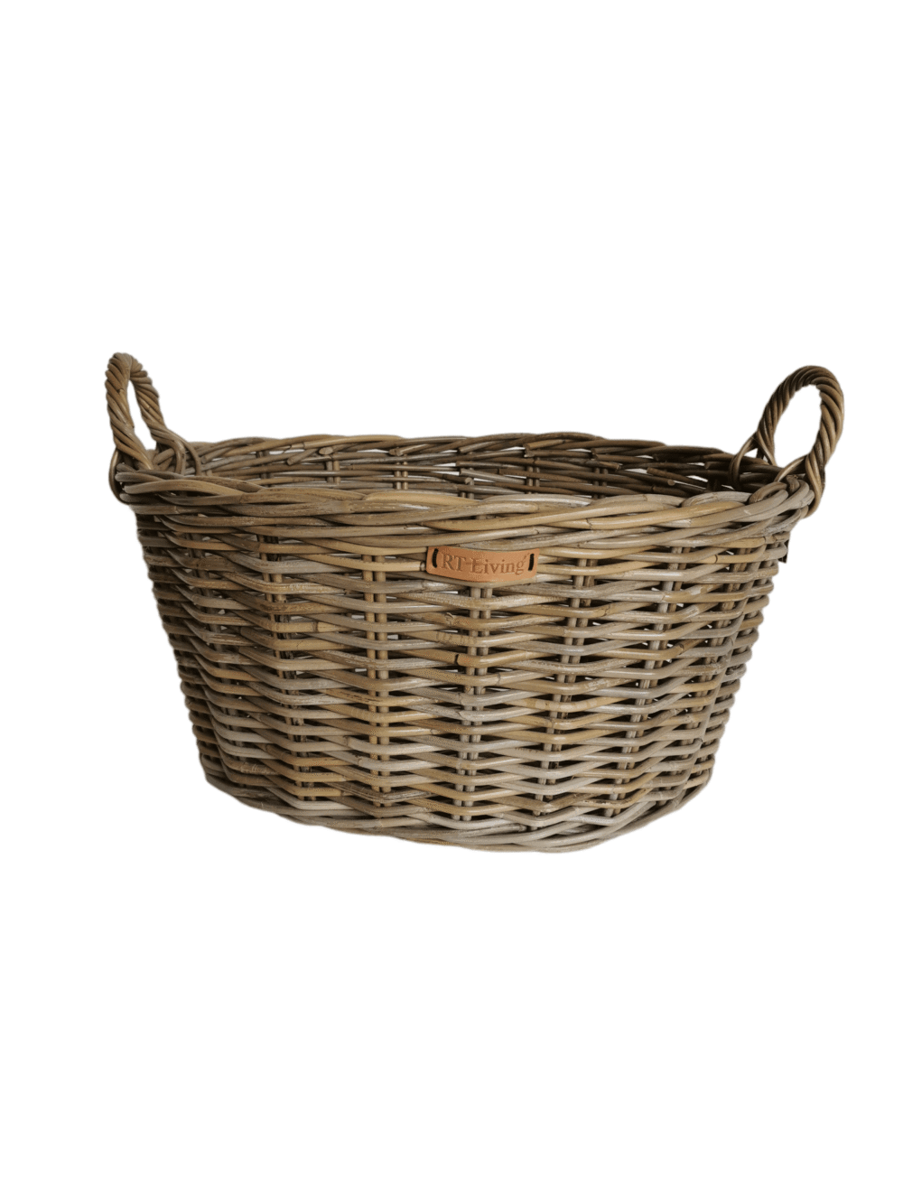 Oval grey log basket