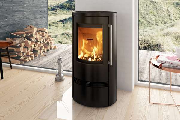 a termatech wood burning stove in a modern living room
