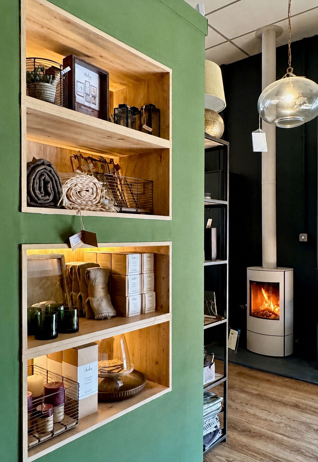 Scan stove room set inside the Opulence Stoves showroom